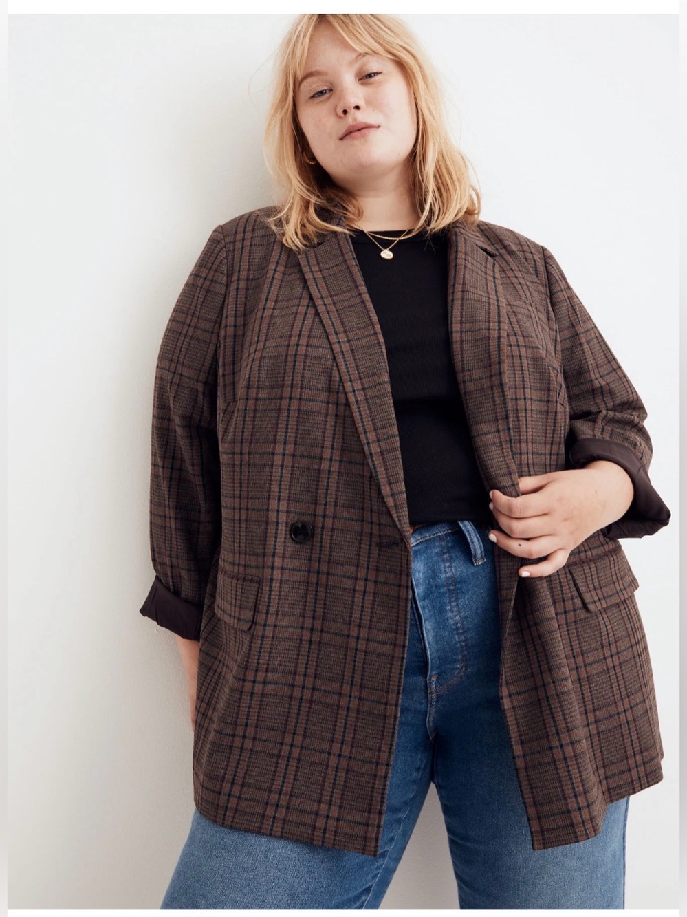 Madewell Caldwell Double-Breasted Blazer in Hedden Plaid - Medium NWT